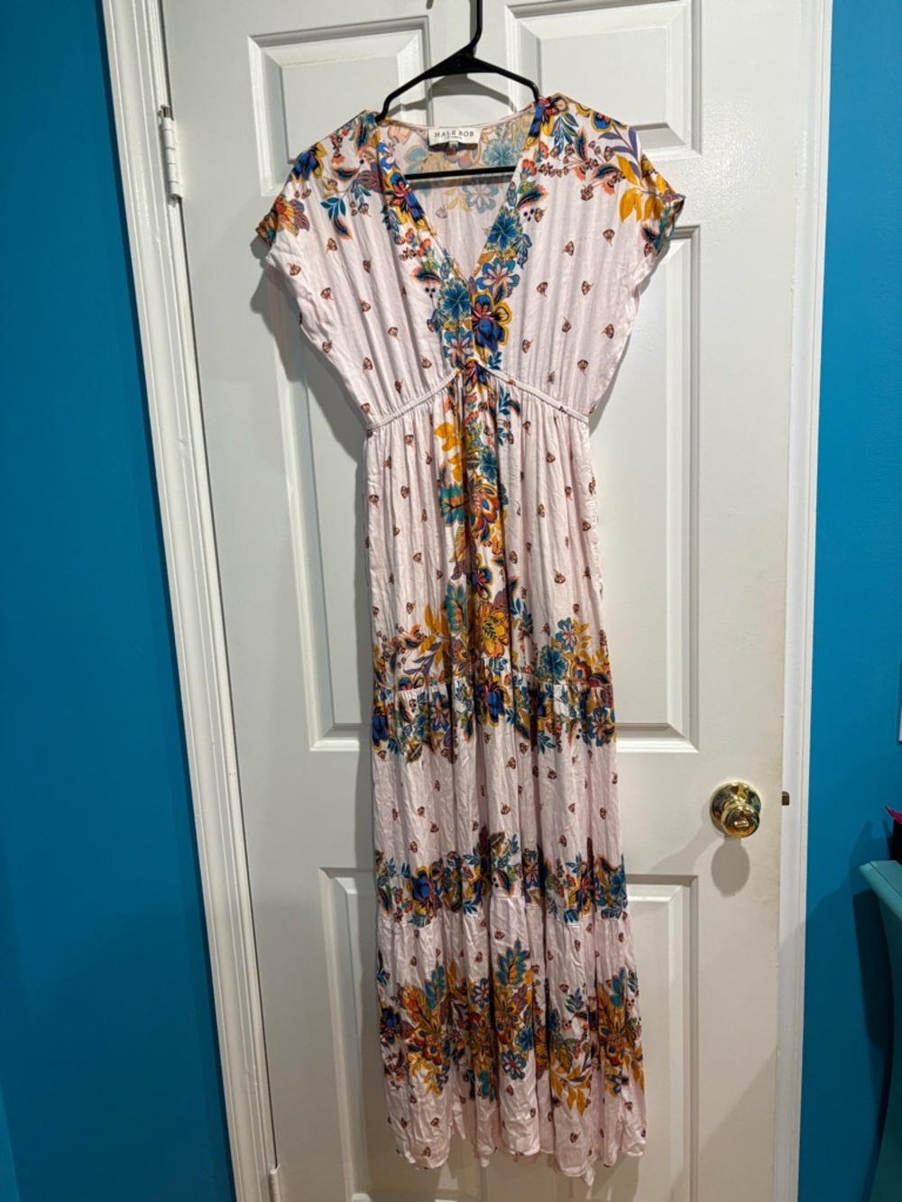 Hale Bob maxi boho floral dress light pink sz XS S